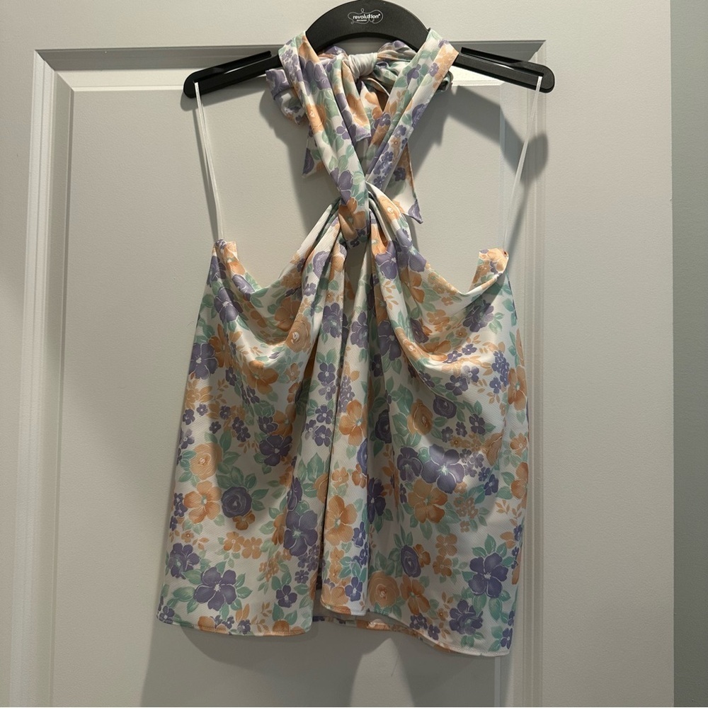 Wayf Multicolor Floral Halter Tank Top